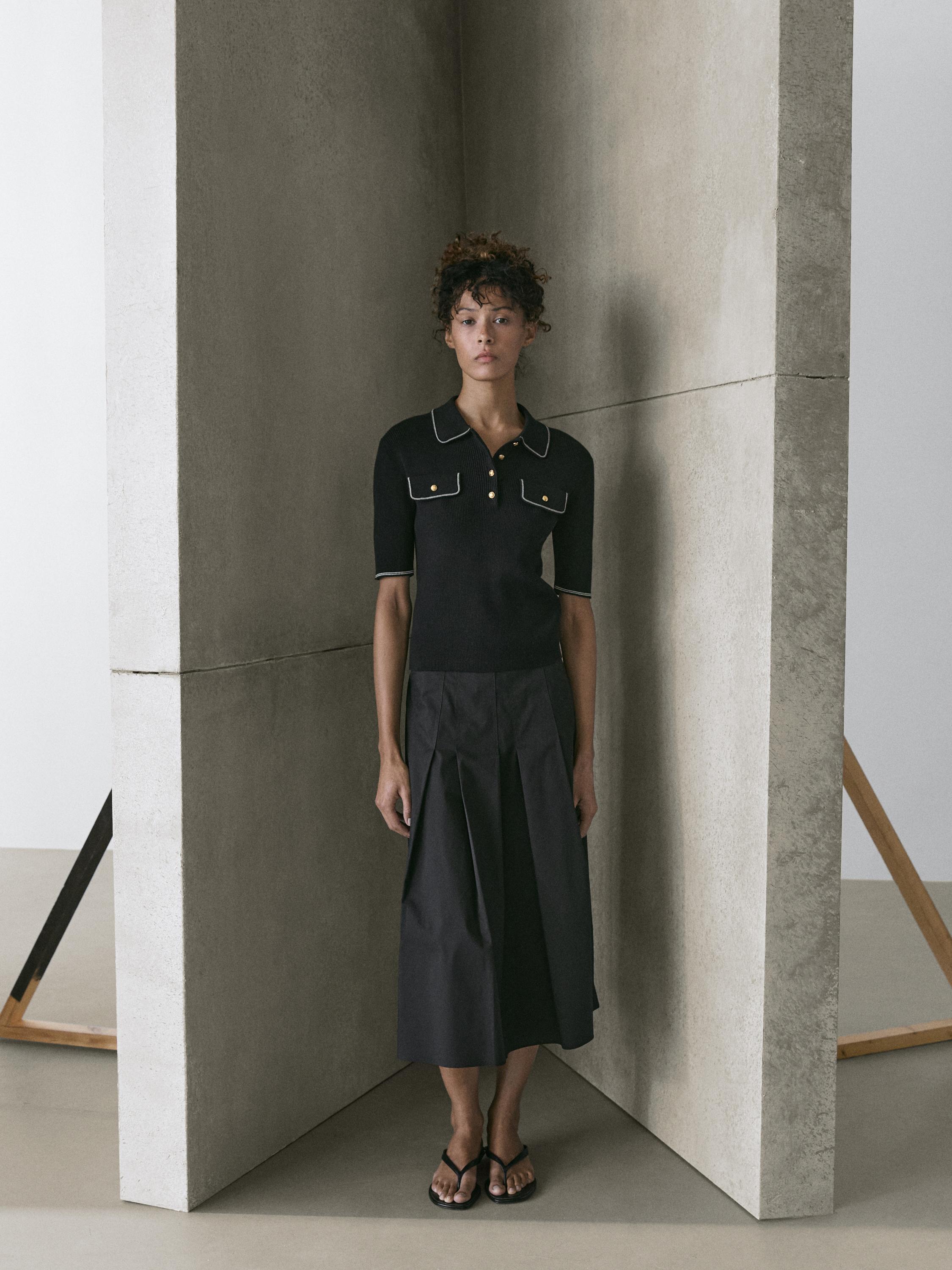 Cotton knit polo shirt with contrast detail